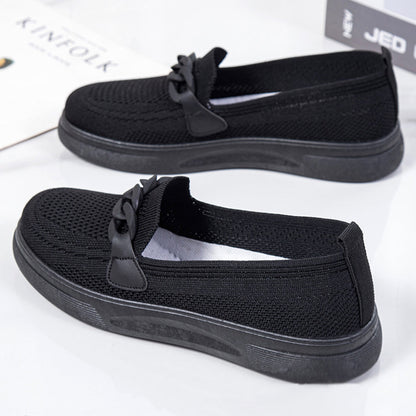 Women's Breathable Fly-Knit Chain Slip-On Shoes