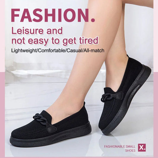 Women's Breathable Fly-Knit Chain Slip-On Shoes