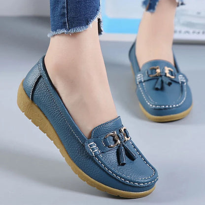 Women Flats Ballet Leather-Look Breathable Casual Shoes