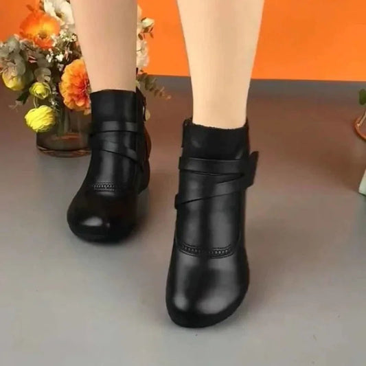 women's vintage leather-look boots