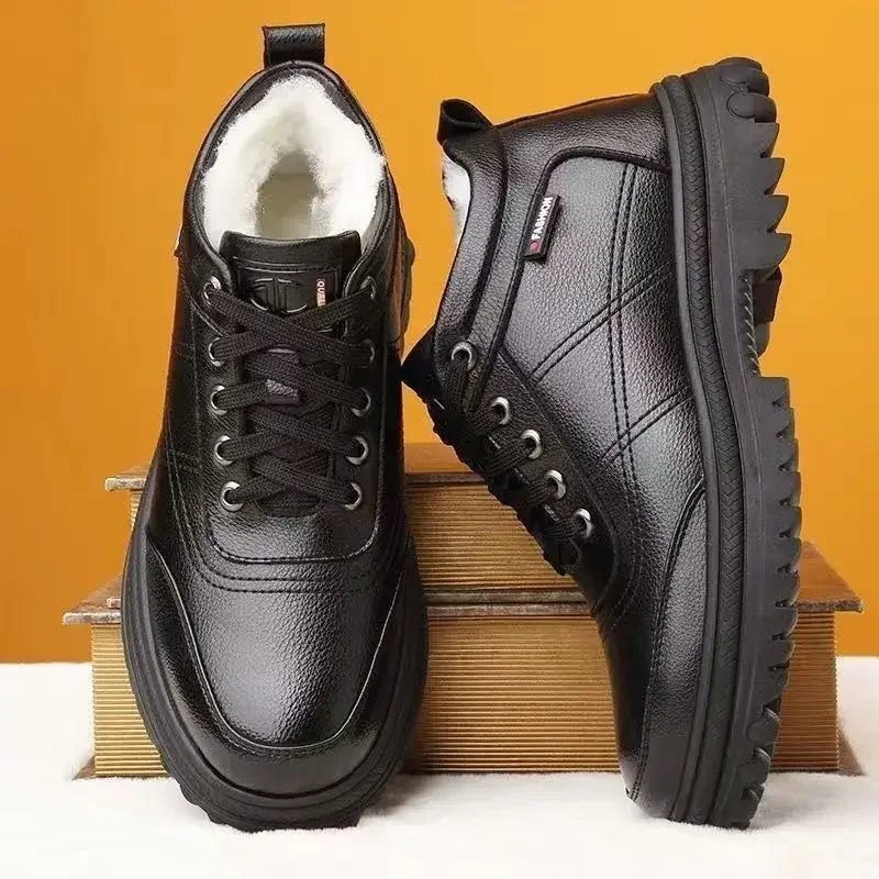 Winter thick fluffy warm thick leather-Look boots for men
