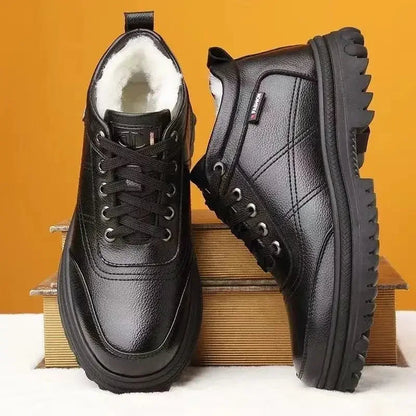 Winter thick fluffy warm thick leather-Look boots for men