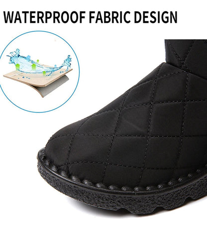 Quilted Argyle Lined Waterproof Winter Ankle Boots