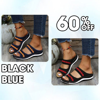Leather-Look Arch Support Walking Cross Sandals