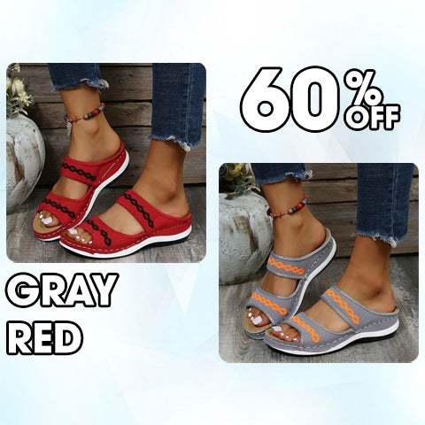 Leather-Look Arch Support Walking Cross Sandals