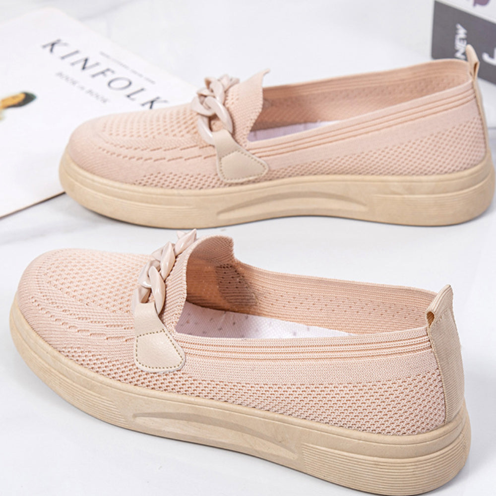 Women's Breathable Fly-Knit Chain Slip-On Shoes