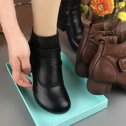 women's vintage leather-look boots
