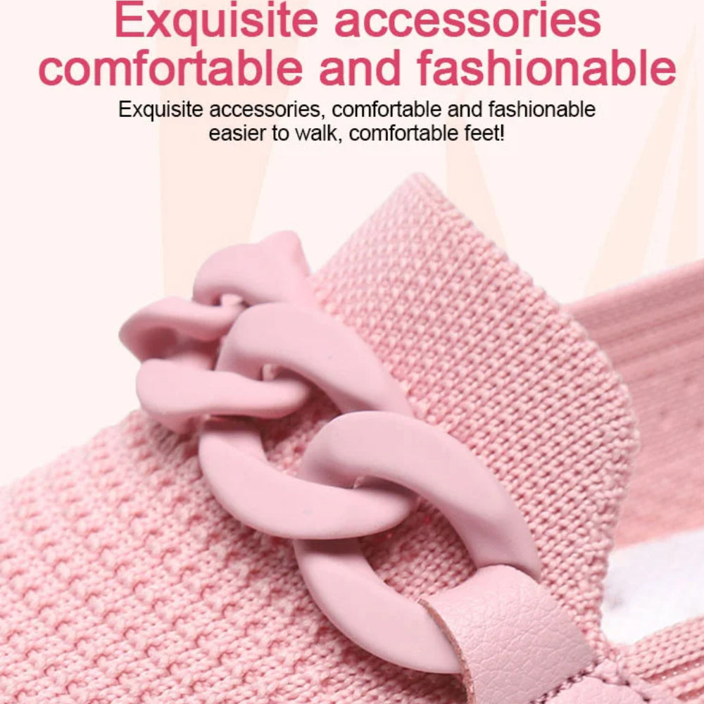 Women's Breathable Fly-Knit Chain Slip-On Shoes