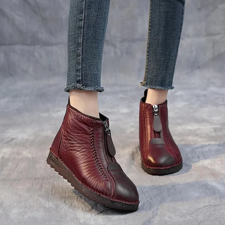 Women's Leather-Look Non-Slip Ankle Boots