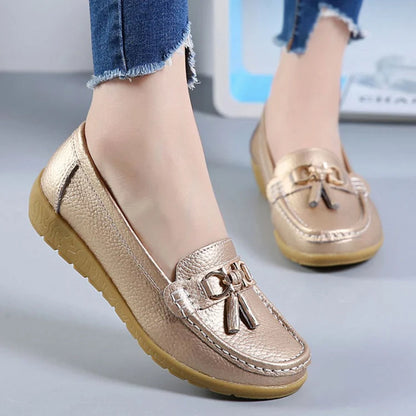 Women Flats Ballet Leather-Look Breathable Casual Shoes