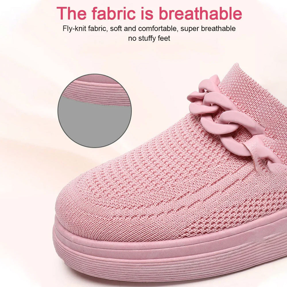 Women's Breathable Fly-Knit Chain Slip-On Shoes