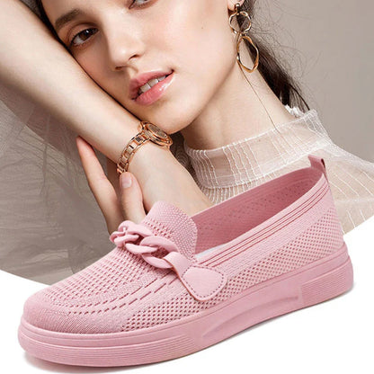 Women's Breathable Fly-Knit Chain Slip-On Shoes