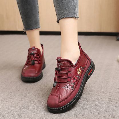 Leather Fur Loafers For Women