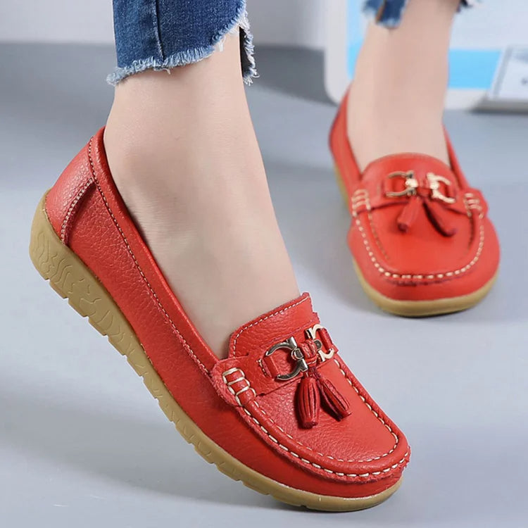 Women Flats Ballet Leather-Look Breathable Casual Shoes