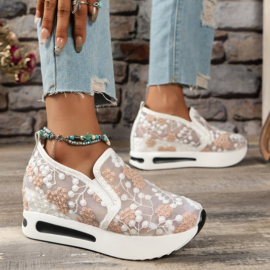 New Women's Floral Lace Platform Sneakers