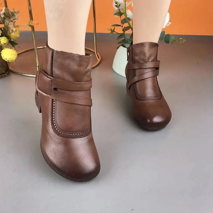 women's vintage leather-look boots