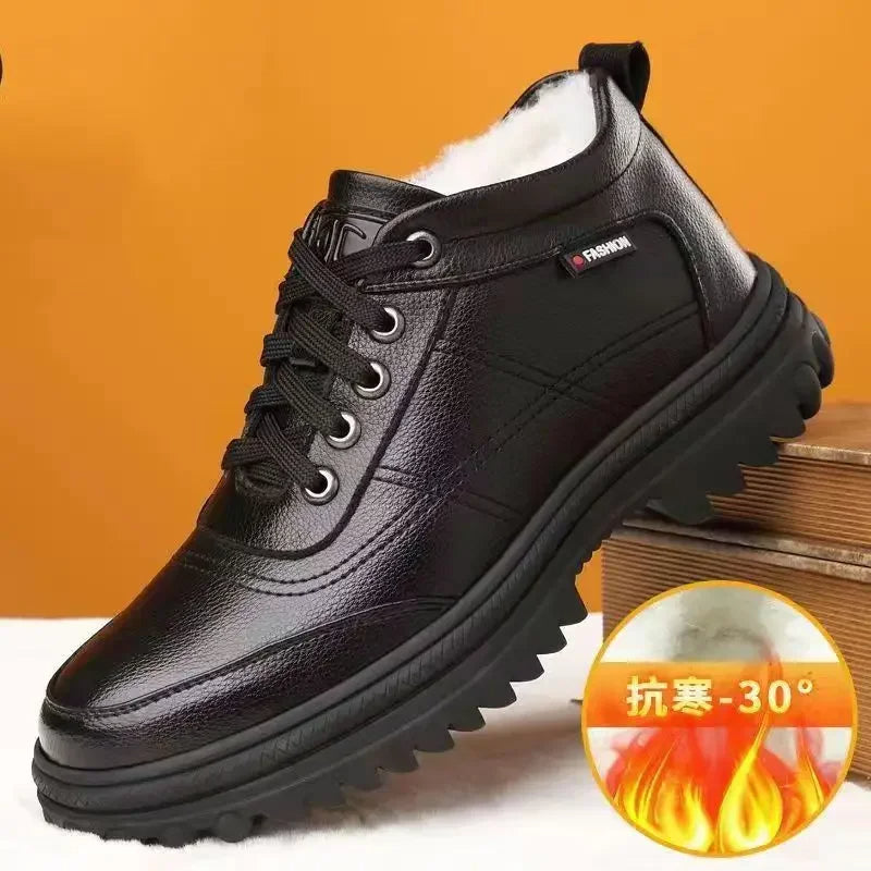 Winter thick fluffy warm thick leather-Look boots for men