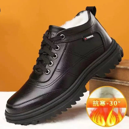 Winter thick fluffy warm thick leather-Look boots for men