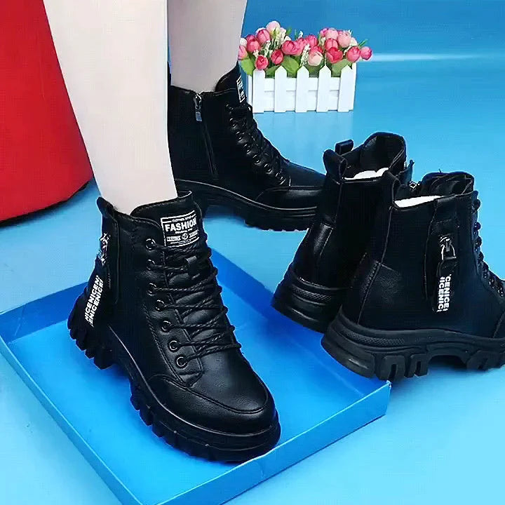 Women's High Top Leather-Look Martin Boots