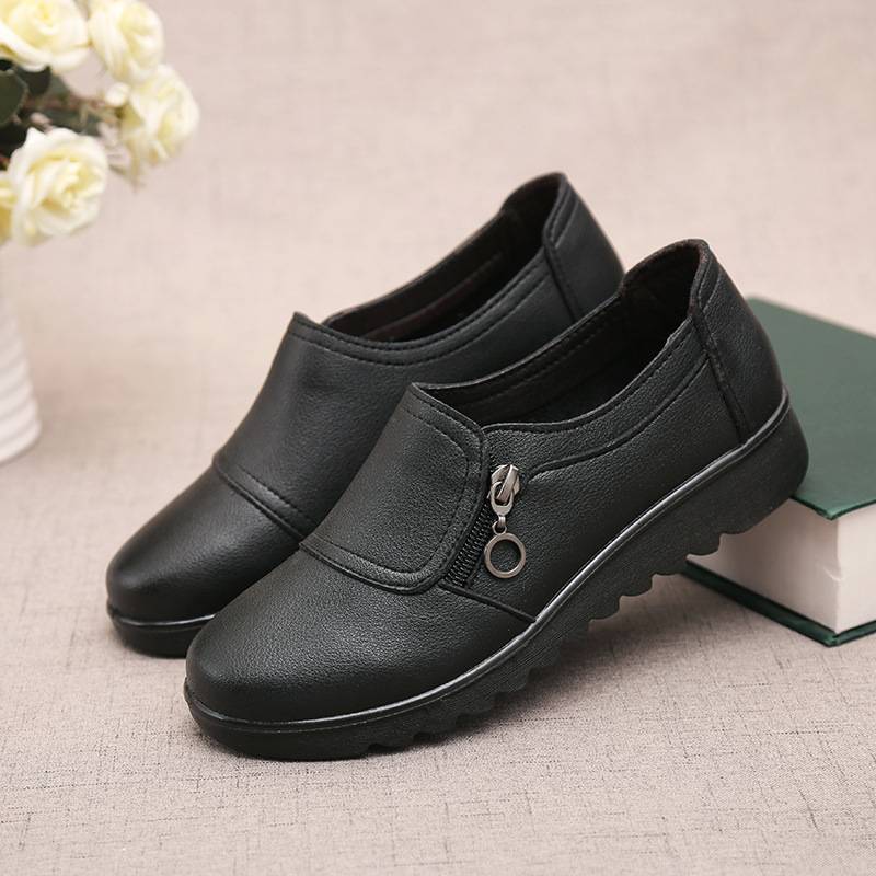 Casual Leather-Look Round Head Shoes
