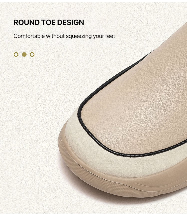 Women's Thick Sole Low-Cut Leather-Look Shoes