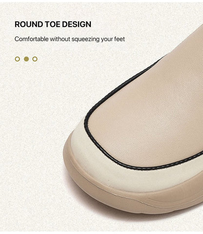 Women's Thick Sole Low-Cut Leather-Look Shoes