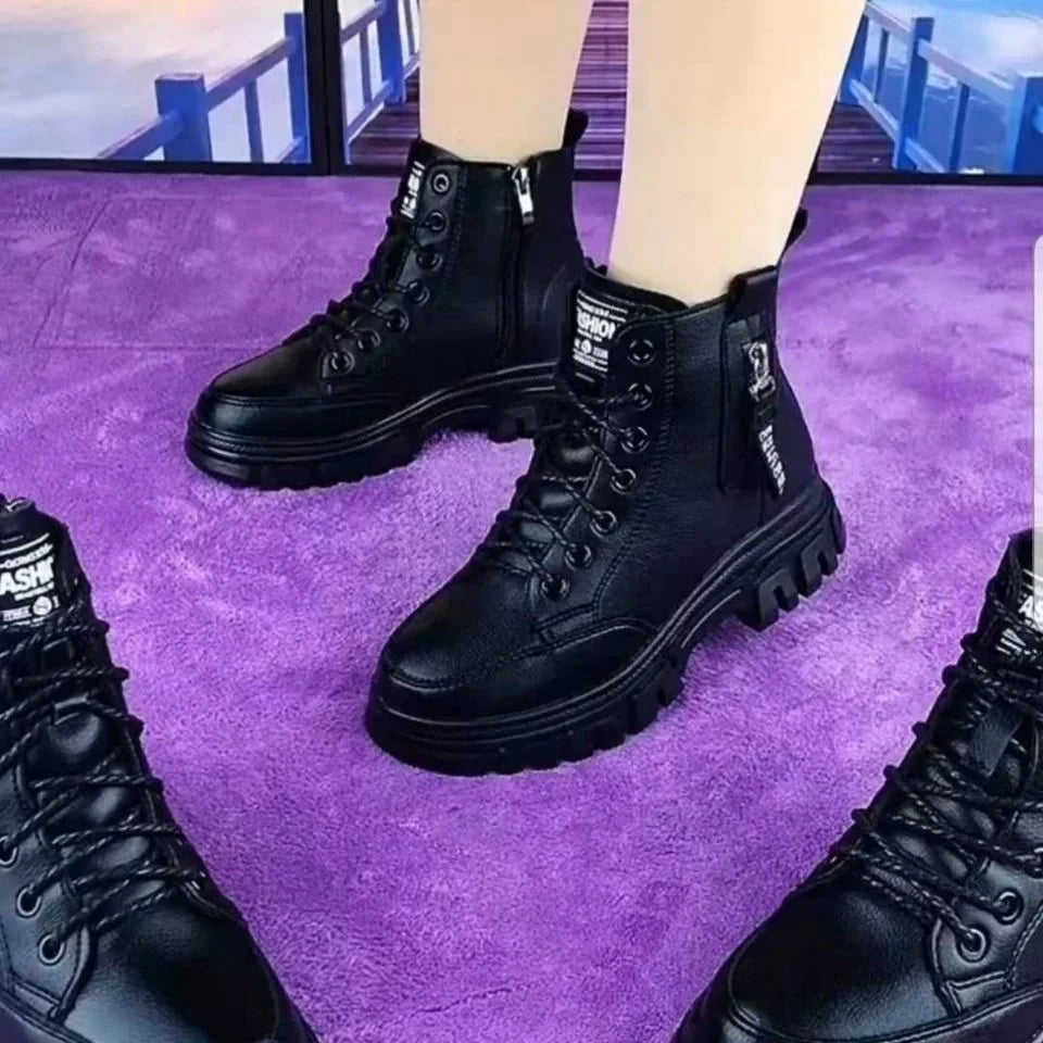 Women's High Top Leather-Look Martin Boots