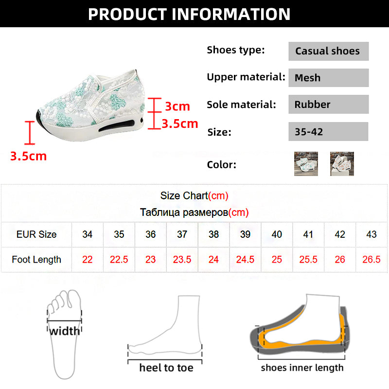 New Women's Floral Lace Platform Sneakers