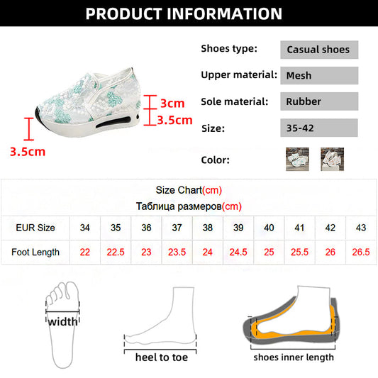 New Women's Floral Lace Platform Sneakers