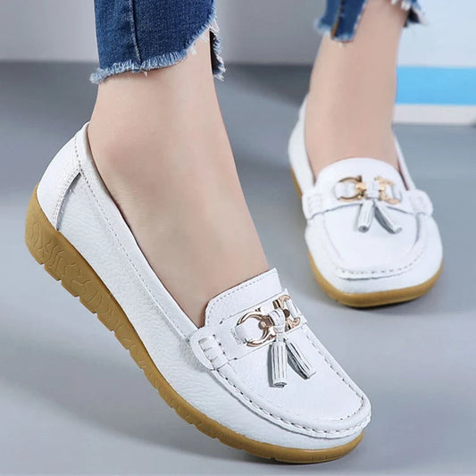 Women Flats Ballet Leather-Look Breathable Casual Shoes