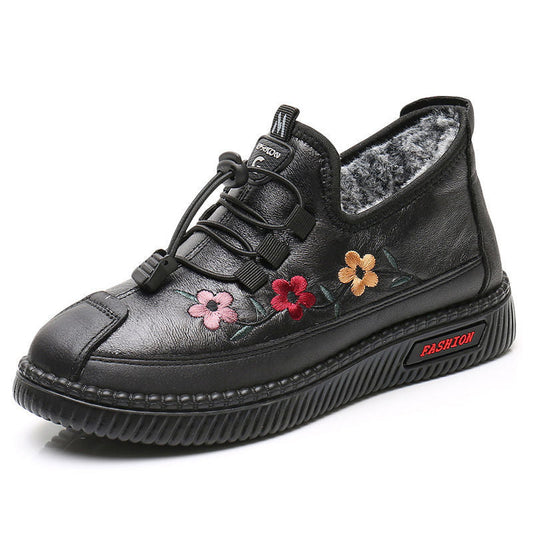 Leather Fur Loafers For Women