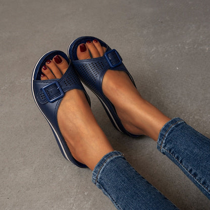 Leather-Look Soft Footbed Comfort Sandals
