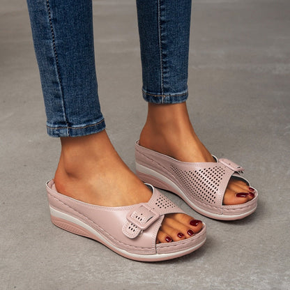 Leather-Look Soft Footbed Comfort Sandals