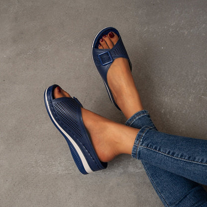 Leather-Look Soft Footbed Comfort Sandals