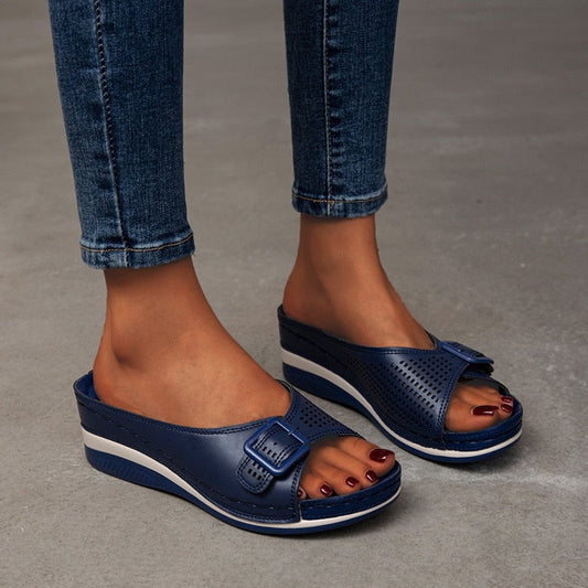 Leather-Look Soft Footbed Comfort Sandals