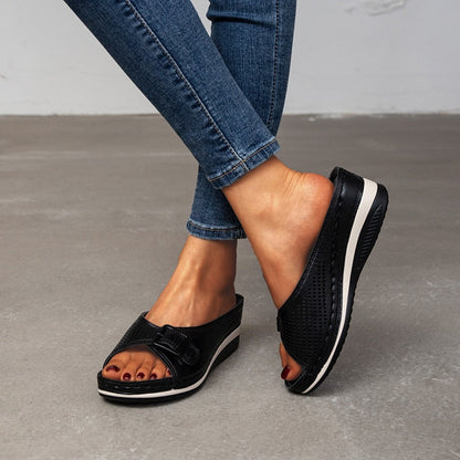 Leather-Look Soft Footbed Comfort Sandals