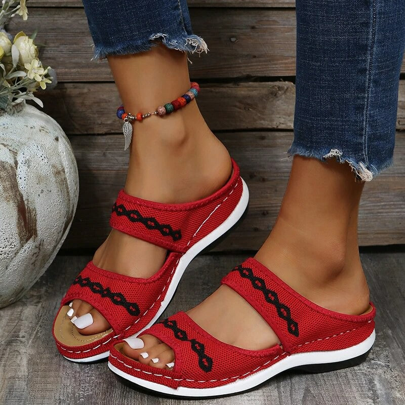 Leather-Look Arch Support Walking Cross Sandals