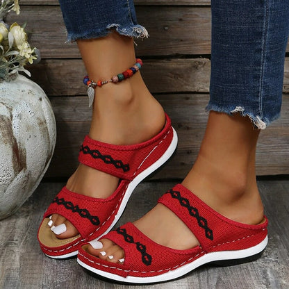 Leather-Look Arch Support Walking Cross Sandals