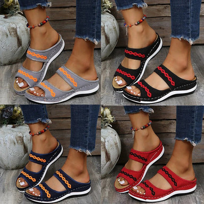 Leather-Look Arch Support Walking Cross Sandals