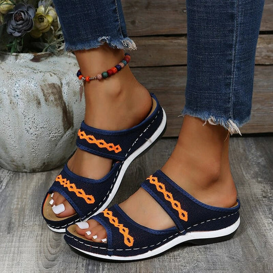 Leather-Look Arch Support Walking Cross Sandals
