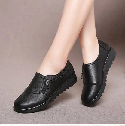 Casual Leather-Look Round Head Shoes