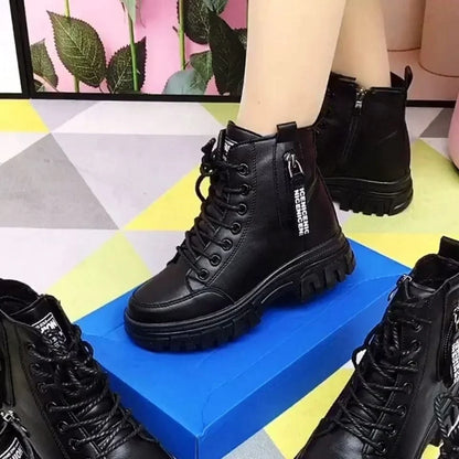 Women's High Top Leather-Look Martin Boots