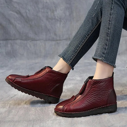 Women's Leather-Look Non-Slip Ankle Boots