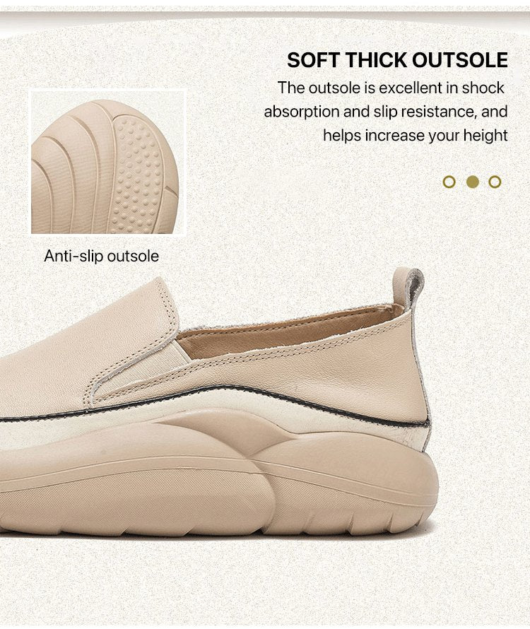 Women's Thick Sole Low-Cut Leather-Look Shoes