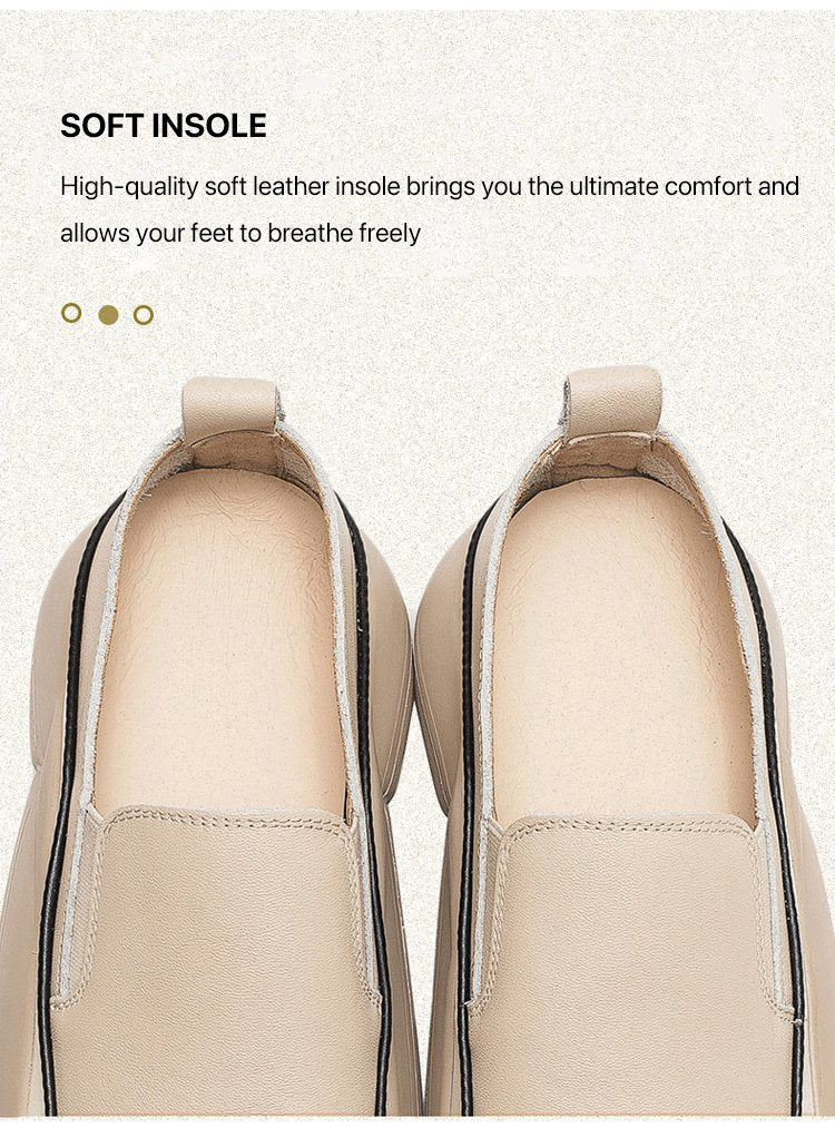 Women's Thick Sole Low-Cut Leather-Look Shoes