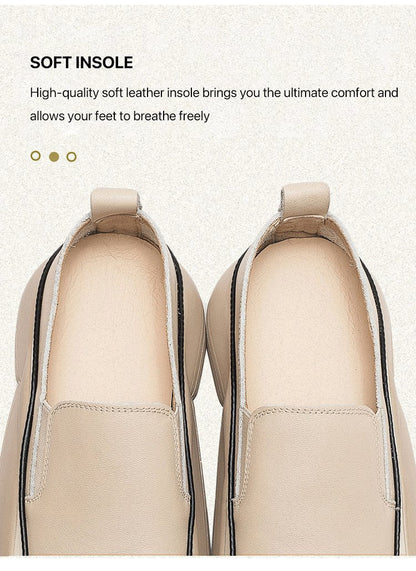 Women's Thick Sole Low-Cut Leather-Look Shoes