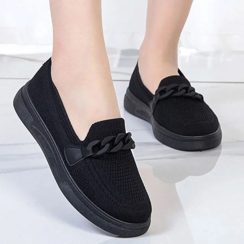 Women's Breathable Fly-Knit Chain Slip-On Shoes