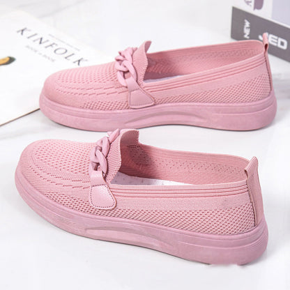 Women's Breathable Fly-Knit Chain Slip-On Shoes