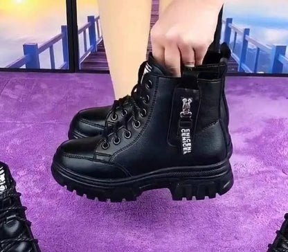 Women's High Top Leather-Look Martin Boots