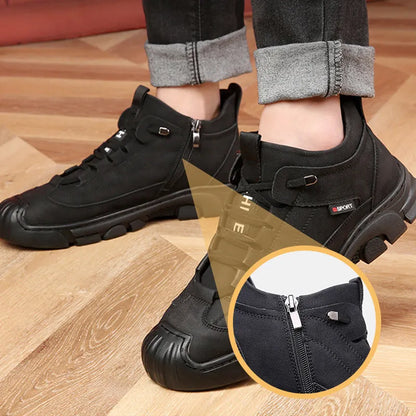 Men's Leather-Look Sneakers With Wool-Style Lining